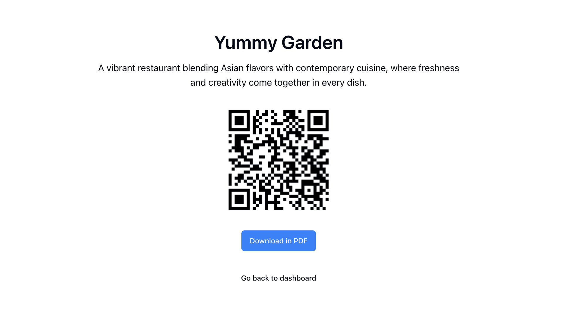 Create a digital menu for my restaurant - step 2